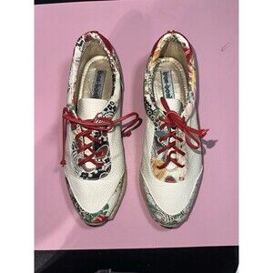 Bon Bonite Espadrille Lace-Up Sneakers- Floral & Abstract Print,  Handmade SZ 35